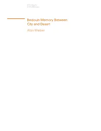 Bedouin Memory Between City and Desert Alan Weber Memory Connection Volume 1 Number 1 © 2011 the Memory Waka