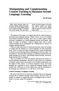 Manipulating and Complementing Content Teaching to Maximize Second Language Learning1