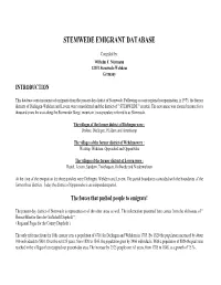 Stemwede Emigrant Database