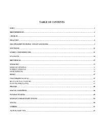 Table of Contents