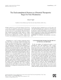 The Endocannabinoid System As a Potential Therapeutic Target for Pain Modulation