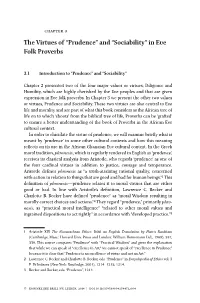The Virtues of “Prudence” and “Sociability” in Eʋe Folk Proverbs