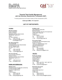 CAF List of Participants 2011