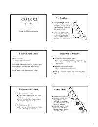 CAS LX 522 Syntax I