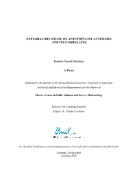 Exploratory Study of Anti-Populist Attitudes and Its Correlates