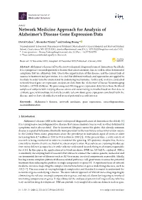 Network Medicine Approach for Analysis of Alzheimer's Disease Gene Expression Data
