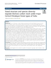 Stand Structure and Species Diversity Regulate Biomass Carbon Stock Under Major Central Himalayan Forest Types of India Siddhartha Kaushal and Ratul Baishya*