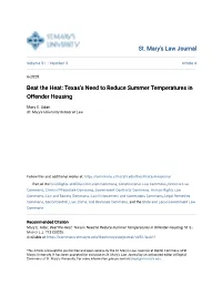 Texas's Need to Reduce Summer Temperatures in Offender Housing