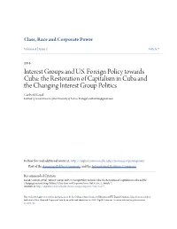 The Restoration of Capitalism in Cuba and the Changing Interest Group Poli