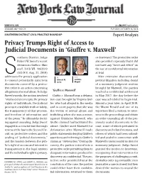 Giuffre V. Maxwell’ Outhern District Judge Or Destroyed