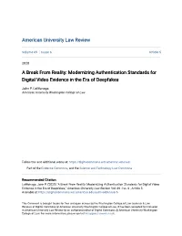 Modernizing Authentication Standards for Digital Video Evidence in the Era of Deepfakes