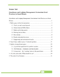Module 7&8 Guesthouse and Lodging Management. Ecotourism Good