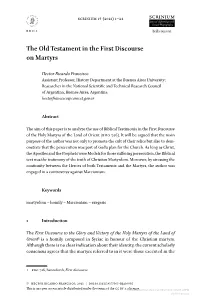 The Old Testament in the First Discourse on Martyrs