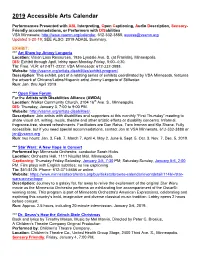 2019 Accessible Arts Calendar