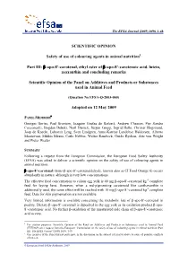 Carotenal, Ethyl Ester of Β-Apo-8’-Carotenoic Acid, Lutein, Zeaxanthin and Concluding Remarks