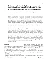 Defining Phytochemical Phenotypes: Size and Shape Analysis of Phenolic Compounds in Oaks (Fagaceae, Quercus) of the Chihuahuan Desert