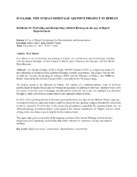 Icoa1808: the Syrian Heritage Archive Project in Berlin