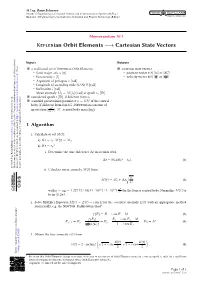 Keplerian Orbit Elements to Cartesian State Vectors