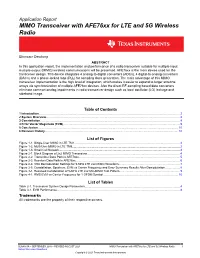MIMO Transceiver with Afe76xx for LTE and 5G Wireless Radio