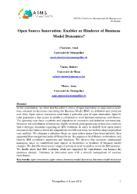 Open Source Innovation: Enabler Or Hinderer of Business Model Dynamics?