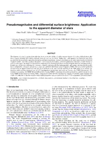 Pseudomagnitudes and Differential Surface Brightness: Application to the Apparent Diameter of Stars