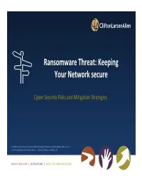 Ransomware Threat: Keeping Your Network Secure