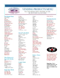 Soft Drink Menu Miscellaneous & Specialty Drinks Fruit Juice Menu
