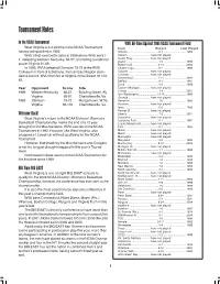 Tournament Notes