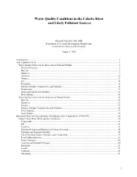 Water Quality Conditions in the Cahaba River and Likely Pollutant Sources