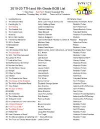 2019-20 7TH and 8Th Grade BOB List * = New Story Red Font= Student Suggested Title Competition -Thursday, May 14, 2020 Teams of 3 to 5 Students