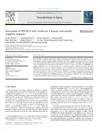 Association of PPP2R1A with Alzheimer's Disease and Specific