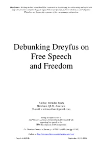 Debunking Dreyfus on Free Speech and Freedom