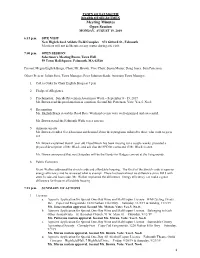 Meeting Minutes Open Session MONDAY, AUGUST 19, 2019