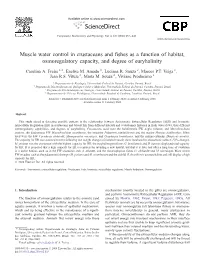Muscle Water Control in Crustaceans and Fishes As a Function of Habitat, Osmoregulatory Capacity, and Degree of Euryhalinity ⁎ Carolina A