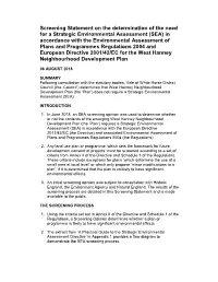 Screening Statement on the Determination of the Need for A