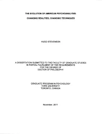 The Evolution of American Psychoanalysis