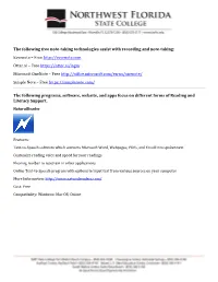 The Following Free Note-Taking Technologies Assist with Recording and Note-Taking