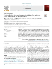 The Introduction of Hospital Networks in Belgium: the Path From