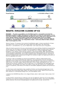 Waste: Evk2cnr Cleans up K2