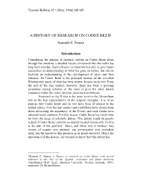 A Historyof Research on Codex Bezae