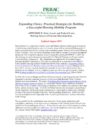 APPENDIX B: State, Local, and Federal Laws Barring Source-Of-Income Discrimination