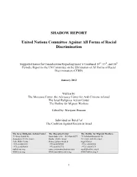 CERD Shadow Report from Coalition