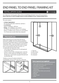 End Panel to End Panel Framing Kit Installation Guide