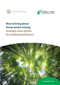 How to Bring About Forest-Smart Mining: Strategic Entry Points for Institutional Donors