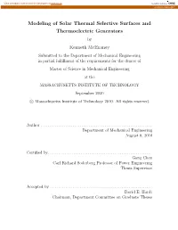 Modeling of Solar Thermal Selective Surfaces and Thermoelectric