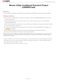 Mouse Cd2ap Conditional Knockout Project (CRISPR/Cas9)