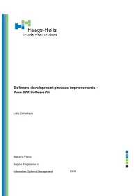 Software Development Process Improvements - Case QPR Software Plc