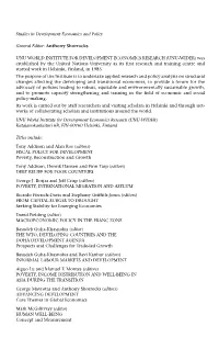 Studies in Development Economics and Policy General Editor: Anthony Shorrocks UNU WORLD INSTITUTE for DEVELOPMENT ECONOMICS RESE