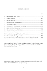 1 INDEX to REPORTS Page 1. Representative Church Body