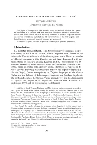 154 Personal Pronouns in Zapotec and Zapotecan1